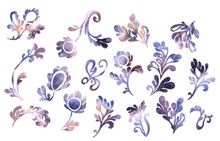 Retro Purple Flower And Leaves Exquisite Vintage Collection