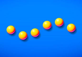 Poster - Abstract background shiny memphis acid colored yellow balls over blue backdrop
