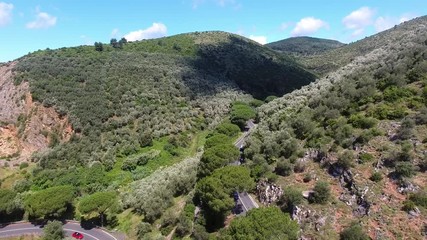 Sticker - Overhead view of Tuscany countryside road.