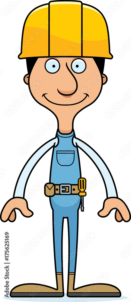 Cartoon Smiling Construction Worker Man Stock Vector | Adobe Stock