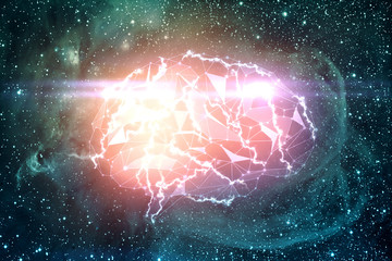 Aufkleber - Digital brain in space