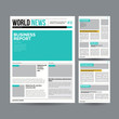 © PikePicture - Newspaper Design Template Vector. Modern Newspaper Layout Template. Financial Articles, Business Information. World News Economy Headlines. Blank Spaces For Images. Isolated Illustration
