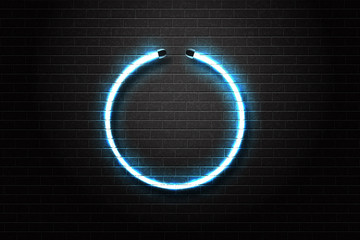 Wall Mural - Vector realistic isolated neon sign of blue circle frame for decoration and covering on the wall background.