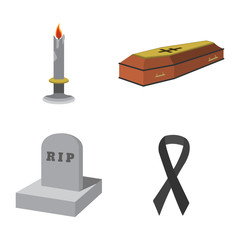 Set of funeral cartoon icon. Isolated vector illustration.