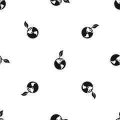 Poster - Green world qlobe with leaf pattern seamless black