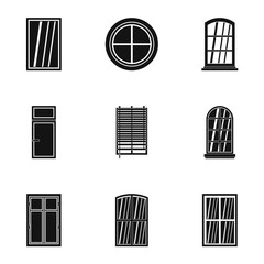 Poster - Architectural window icon set, simple style