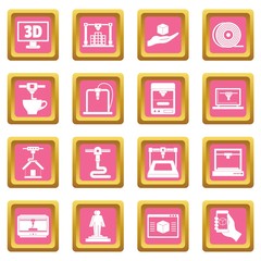 Poster - 3D Printing icons pink