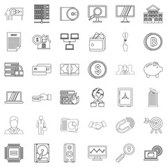 Poster - Contract icons set, outline style