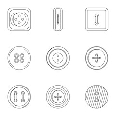 Poster - metal clothes button icon set, outline style