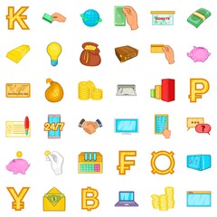 Poster - Money bag icons set, cartoon style