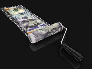 Poster - Paint roller and dollar. Image with clipping path