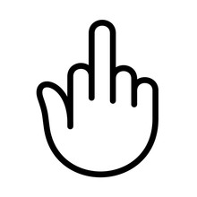 Fuck you hand finger vector logo. Outline style.