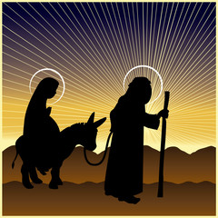 Wall Mural - Christmas Nativity Mary and Joseph