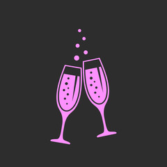 Wall Mural - Clinking glasses of champagne vector icon