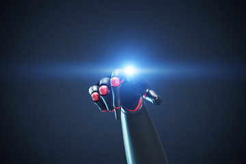 Poster - Red and black robot hand, glowing finger