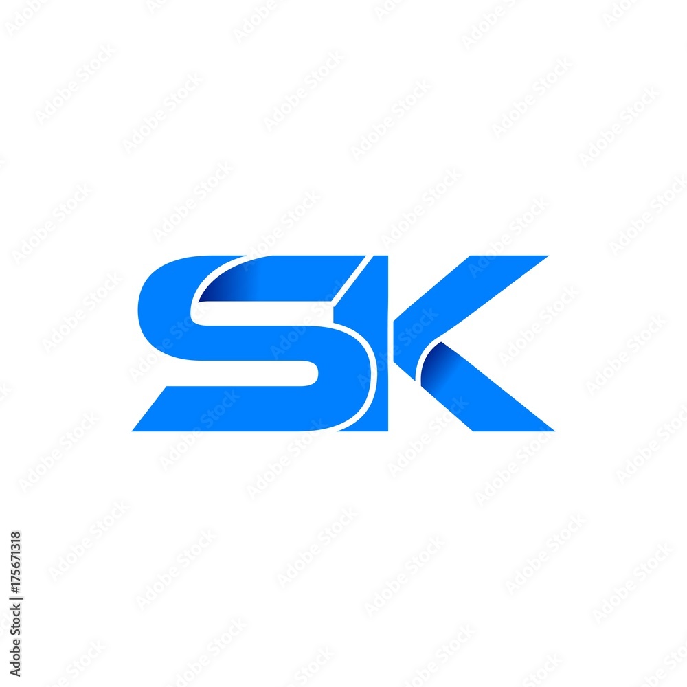 sk logo initial logo vector modern blue fold style Stock Vector | Adobe ...