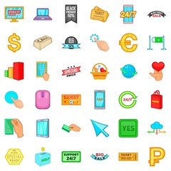 Poster - Electronic commerce icons set, cartoon style