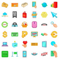 Poster - Black friday icons set, cartoon style