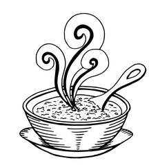 Simple hand drawn doodle of a bowl of soup