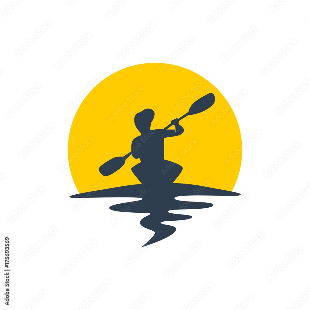 Kayaking Logo Illustration - obrazy, fototapety, plakaty 