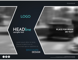 Wall Mural - Blue business presentation template, technology brochure design. Modern trendy leaflet layout, vector corporate identity poster or magazine cover