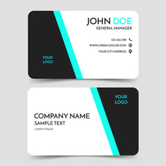 Wall Mural - Green and black modern business card template, vector minimal corporate identity card design, eps10