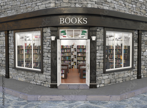 Books store exterior, 3d illustration Poster Mural XXL