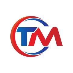 Wall Mural - tm logo vector modern initial swoosh circle blue and red