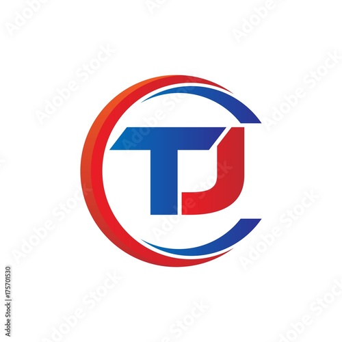 tj logo vector modern initial swoosh circle blue and red Stock Vector ...