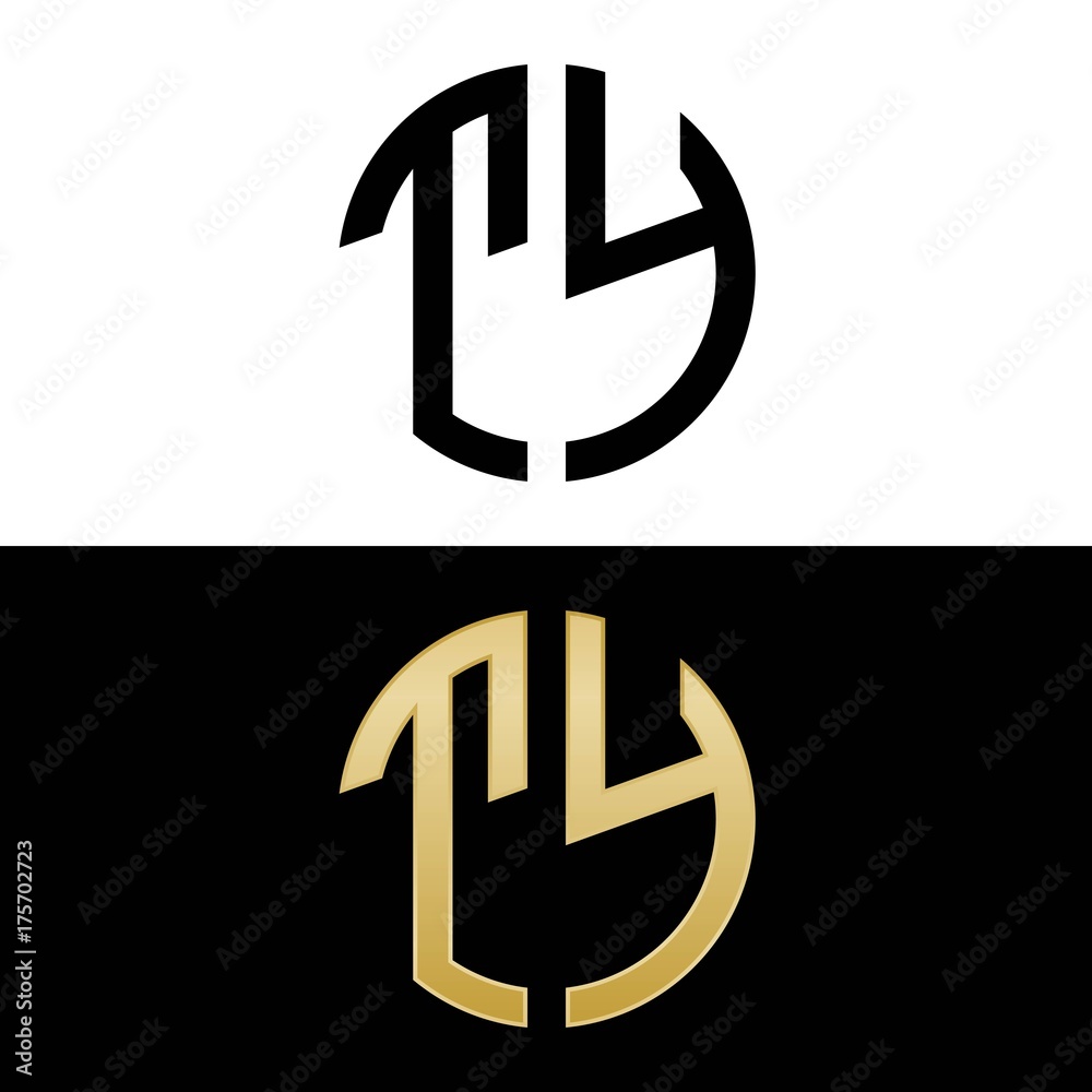ty initial logo circle shape vector black and gold Stock Vector | Adobe ...