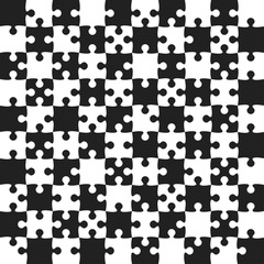 Black Puzzle Pieces - JigSaw Vector - Field Chess