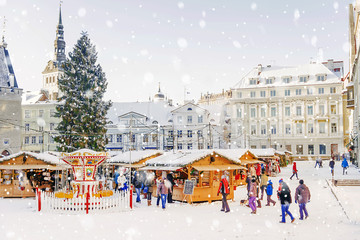 Wall Mural - Christmas decoration at the Town Hall Square in Tallinn.