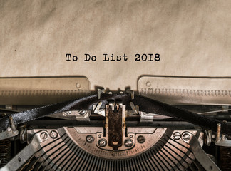 Wall Mural - To Do List 2018 typed words on a Vintage Typewriter