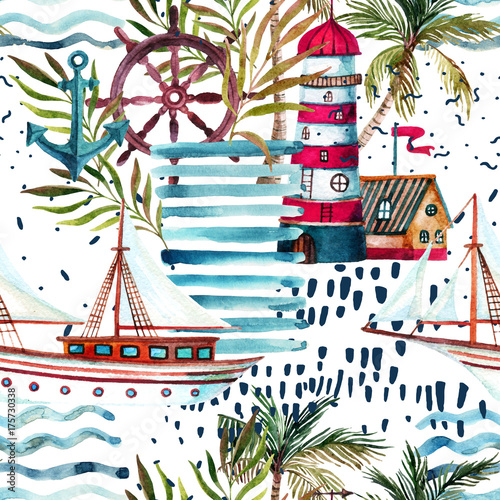 Stoffe zum Nähen Sommer Strand Musterdesign.