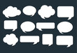 Different design of speech bubbles on black background