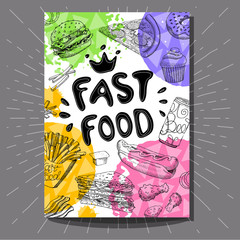 Wall Mural - Fast food colorful modern banners set.