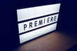 © Bits and Splits - Vintage illuminated Premiere sign in cinema movie