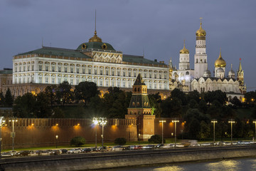 Moscow waterfront with Kremlin, Russia.