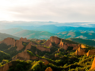 View from Orellan viewpoint to Las Medulas historic gold mining site.