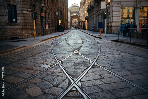 Fototapeta  Tram track in Milan Street
