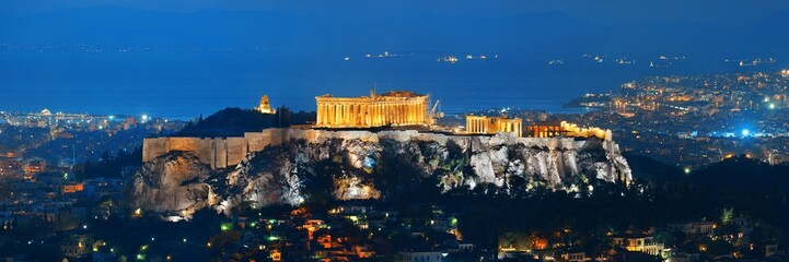 Fototapete - Athens skyline with Acropolis night