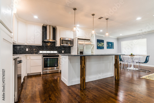 Modern Ss Kitchen With Eat In Island Stock Photo Adobe Stock