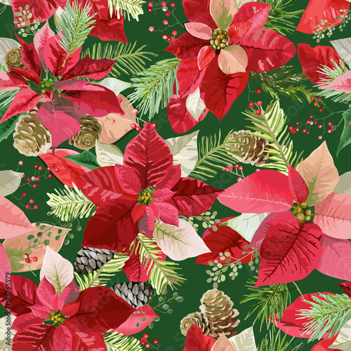 christmas-winter-poinsettia-flowers-seamless-background-floral-pattern-print-in-vector
