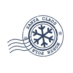 merry christmas post stamp santa claus from north pole. isolated illustration on white background.