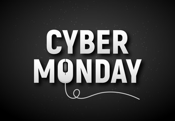 Sticker - Cyber monday sale vector illustration. Cyber monday advertisign with mouse. Online sale backgrund design