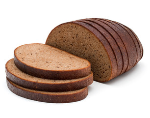 Poster - Fresh sliced rye bread loaf isolated on white background cutout