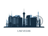 Fototapeta Las - Las Vegas skyline, monochrome silhouette. Vector illustration.