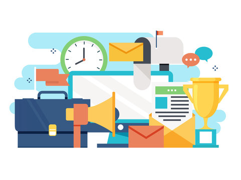 Business workspace, office interior flat vector illustration design for mobile and web graphics