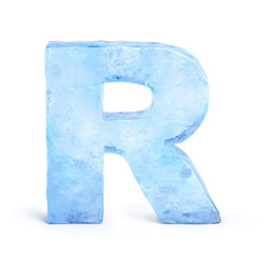 Poster - Ice font 3d rendering, letter R