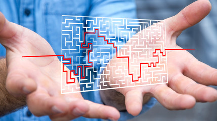 Poster - Businessman searching solution of a complicated maze